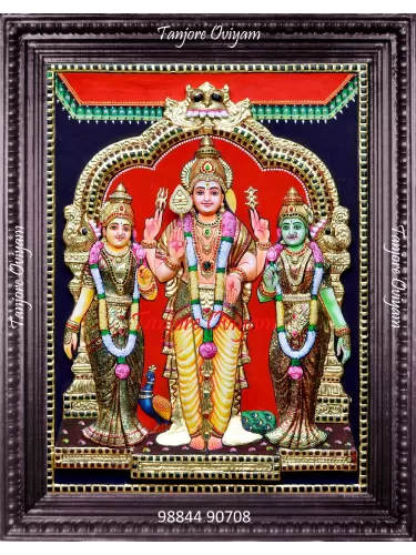 God Murugan Valli Devianai Tanjore Painting